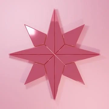 Pink Wind rose icon isolated on pink background. Compass icon for travel. N.. Illustrazione stock
