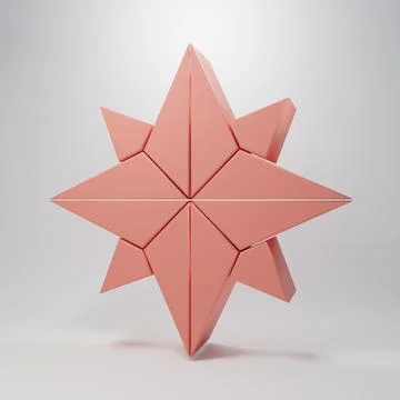 Pink Wind rose icon isolated on pink background. Compass icon for travel. N.. Stock Illustration