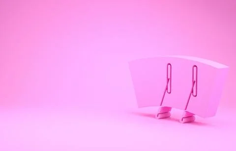 Pink Windscreen wiper icon isolated on pink background. Minimalism concept. 3 Stock Illustration