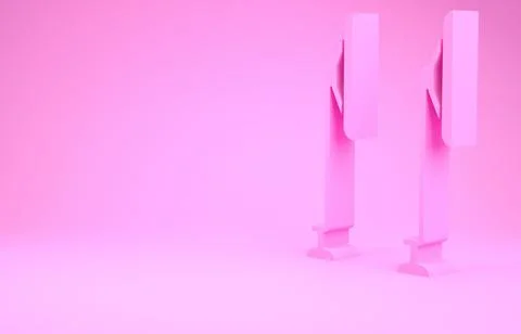 Pink Windscreen wiper icon isolated on pink background. Minimalism concept. 3 Stock Illustration