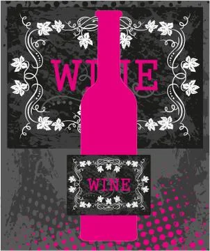 Pink wine bottle Stock Illustration