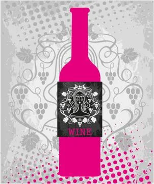 Pink wine bottle Stock Illustration