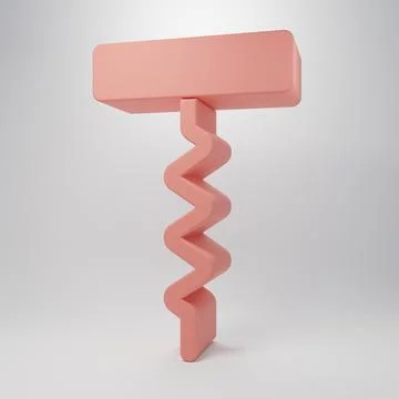 Pink Wine corkscrew icon isolated on pink background. Minimalism concept. 3.. Illustration