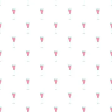 Pink wine glass pattern repeating celebrating party event Stock Illustration