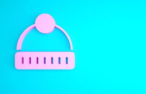 Pink Winter hat icon isolated on blue background. Minimalism concept. 3d illu Stock Illustration