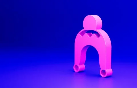 Pink Winter hat icon isolated on blue background. Minimalism concept. 3D render Stock Illustration