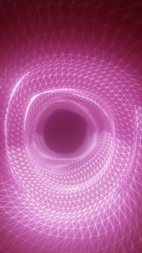 Pink wireframe vortex funnel with glowing grid lines and a dark center, for.. Stock Footage 330053404