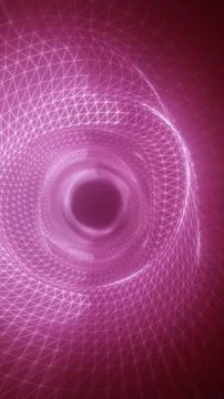 Pink wireframe vortex funnel with glowing grid lines and a dark center, for.. イラスト素材