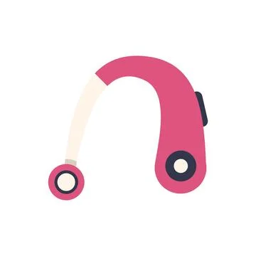 Pink wireless bluetooth headset lying on white background イラスト素材