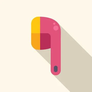 Pink wireless earbud casting long shadow on cream background Stock Illustration
