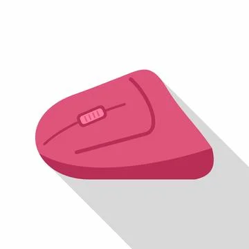 Pink wireless ergonomic computer mouse icon working 스톡 일러스트