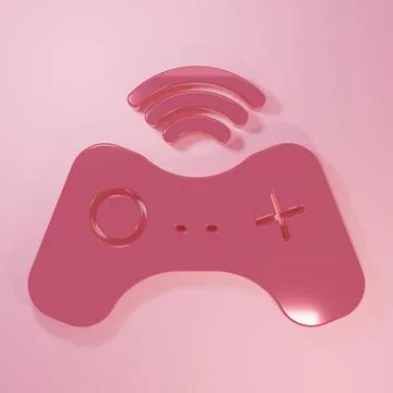 Pink Wireless gamepad icon isolated on pink background. Game controller. Mi.. イラスト素材