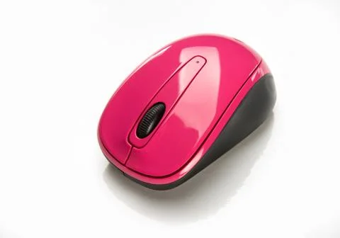 Pink wireless mouse Stock Photos