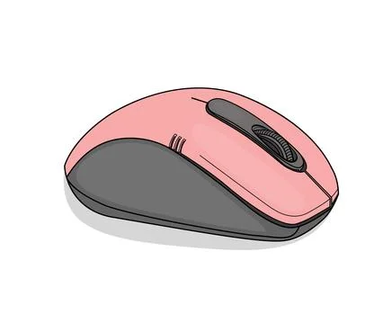 Pink wireless mouse on a white background. Stock Illustration