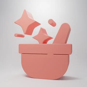 Pink Witch cauldron icon isolated on pink background. Happy Halloween party.. Stock Illustration