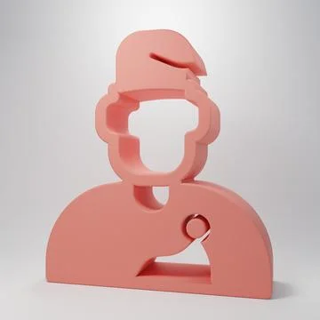 Pink Wizard warlock icon isolated on pink background. Minimalism concept. 3.. Stock Illustration