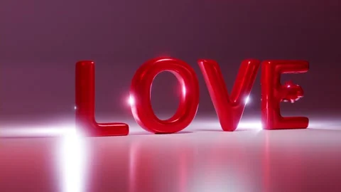 The pink word LOVE explodes into small particles. 3D animation. Stock Footage 253823371
