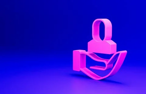 Pink Worker icon isolated on blue background. Business avatar symbol user Stock Illustration