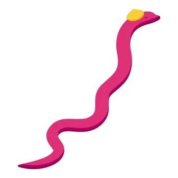 Pink worm crawling with seashell on its head, isometric view Stock Illustration