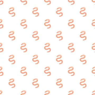 Pink worm creature repeating seamless pattern background Stock Illustration
