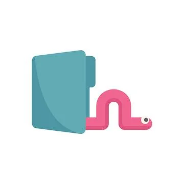 Pink worm entering folder malware concept illustration 스톡 일러스트
