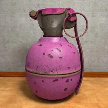Pink Worn Old Hand Grenade Girls Edition 3D Model