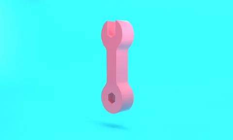 Pink Wrench spanner icon isolated on turquoise blue background. Spanner repai Illustrazione stock
