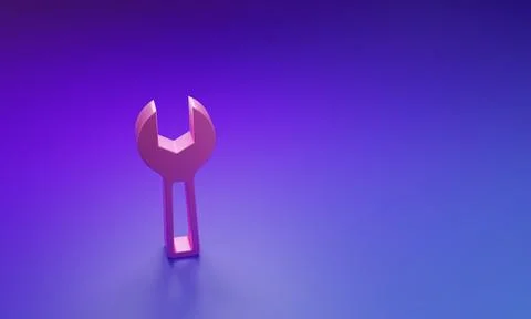 Pink Wrench spanner icon isolated on purple-blue background. Minimalism con.. Stock Illustration