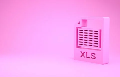 Pink XLS file document. Download xls button icon isolated on pink background. Stock Illustration