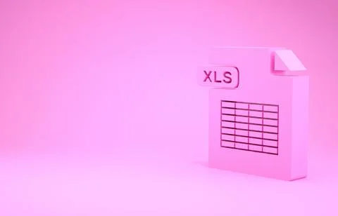 Pink XLS file document. Download xls button icon isolated on pink background. Stock Illustration