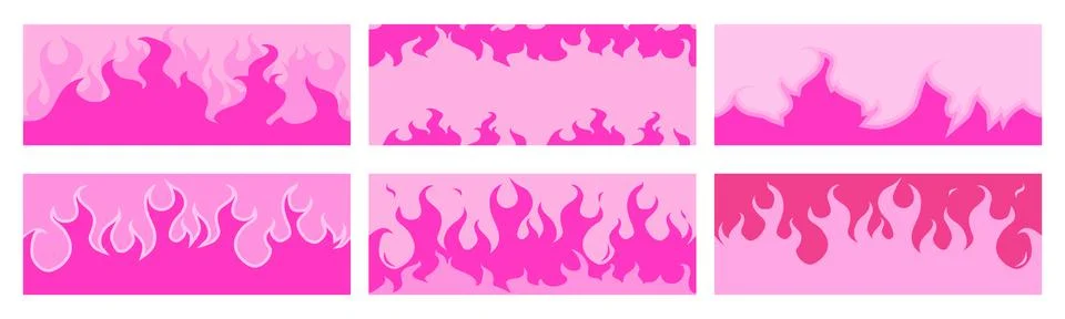 Pink Y2k Flame Patterns Set - 6 Seamless Designs Illustrazione stock