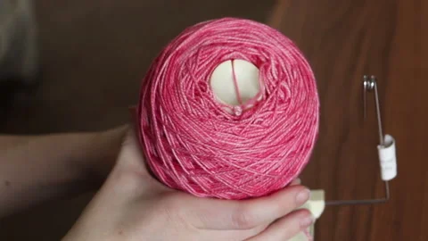 Pink Yarn Ball Remove Stock-Footage 153491149