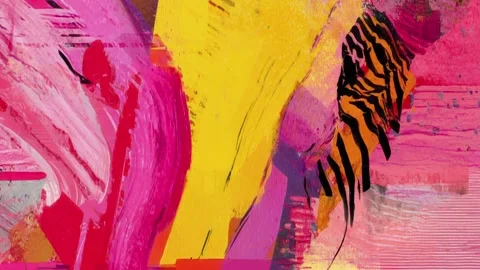 Pink Yellow Expressive Paint Background Seamless Loop Stock-Footage 328337177