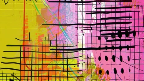 Pink Yellow Hand Drawn Pattern Background Seamless Loop Видео 328319044