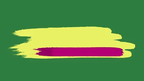 Pink yellow paint stroke isolated on green screen background Stock Footage 336891863