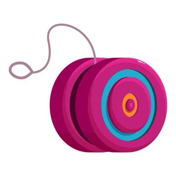 Pink yo yo toy with string hanging showing classic design Stock Illustration