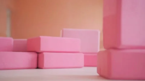 Pink yoga blocks&amp; Stock Footage 171461937