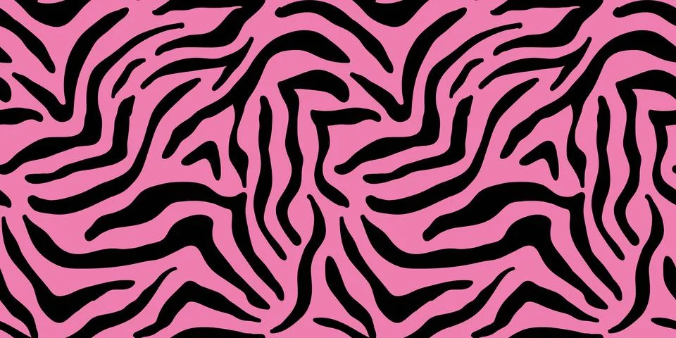 Pink Zebra Seamless Pattern Tiger Print Background Stock Illustration