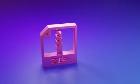 Pink ZIP file document. Download zip button icon isolated on purple-blue ba.. 스톡 일러스트