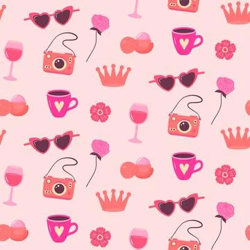 Pinkcore glamour seamless pattern. Pinkcore glamour seamless pattern. イラスト素材