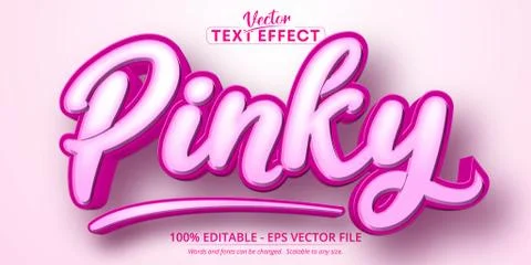 Pinky text, cartoon style editable text effect Stock Illustration