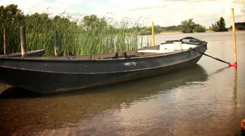Pinnace at the river Rhine Stock Footage 39814482