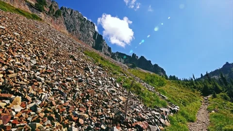 Pinnacle Peak Trail, Mount Rainier National Park, Washington, USA Scenic Mountai Stock Footage 332141843
