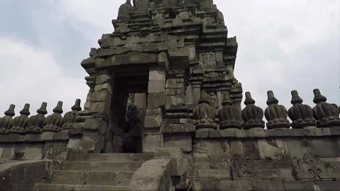 Pinnacles and Bas reliefs of Garuda Temple, Prambanan Complex, Java, Indonesia Stock-Footage 251420947
