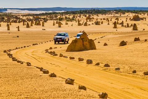 The Pinnacles are limestone formations within Nambung National Park, near t.. Stock Photos
