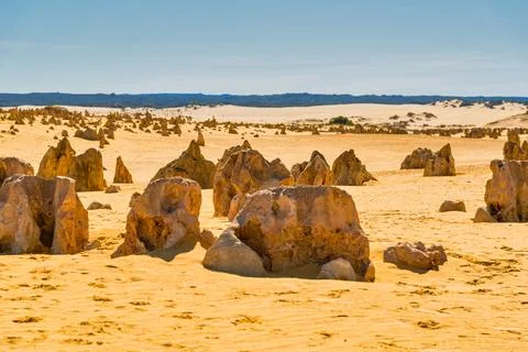 The Pinnacles are limestone formations within Nambung National Park, near t.. Stock Photos