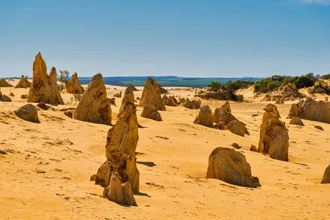 The Pinnacles are limestone formations within Nambung National Park, near t.. Stock Photos