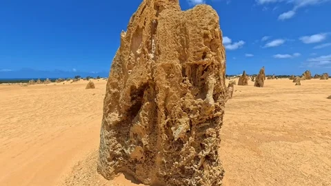 The Pinnacles Desert Stone Spires Rise From Sand, Nambung, Western Australia. Video stock 332621971