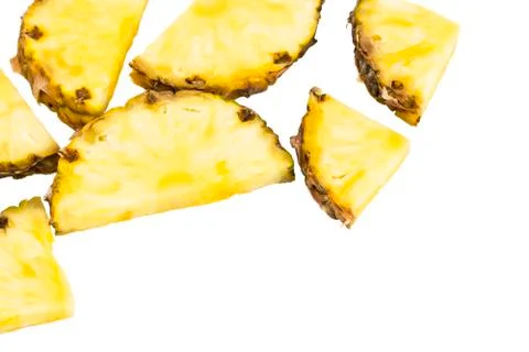Pinneapple slices  pattern on white background top view Stock Photos