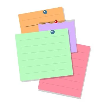 Pinned lined paper notice vector illustration isolated on white background Stock Illustration